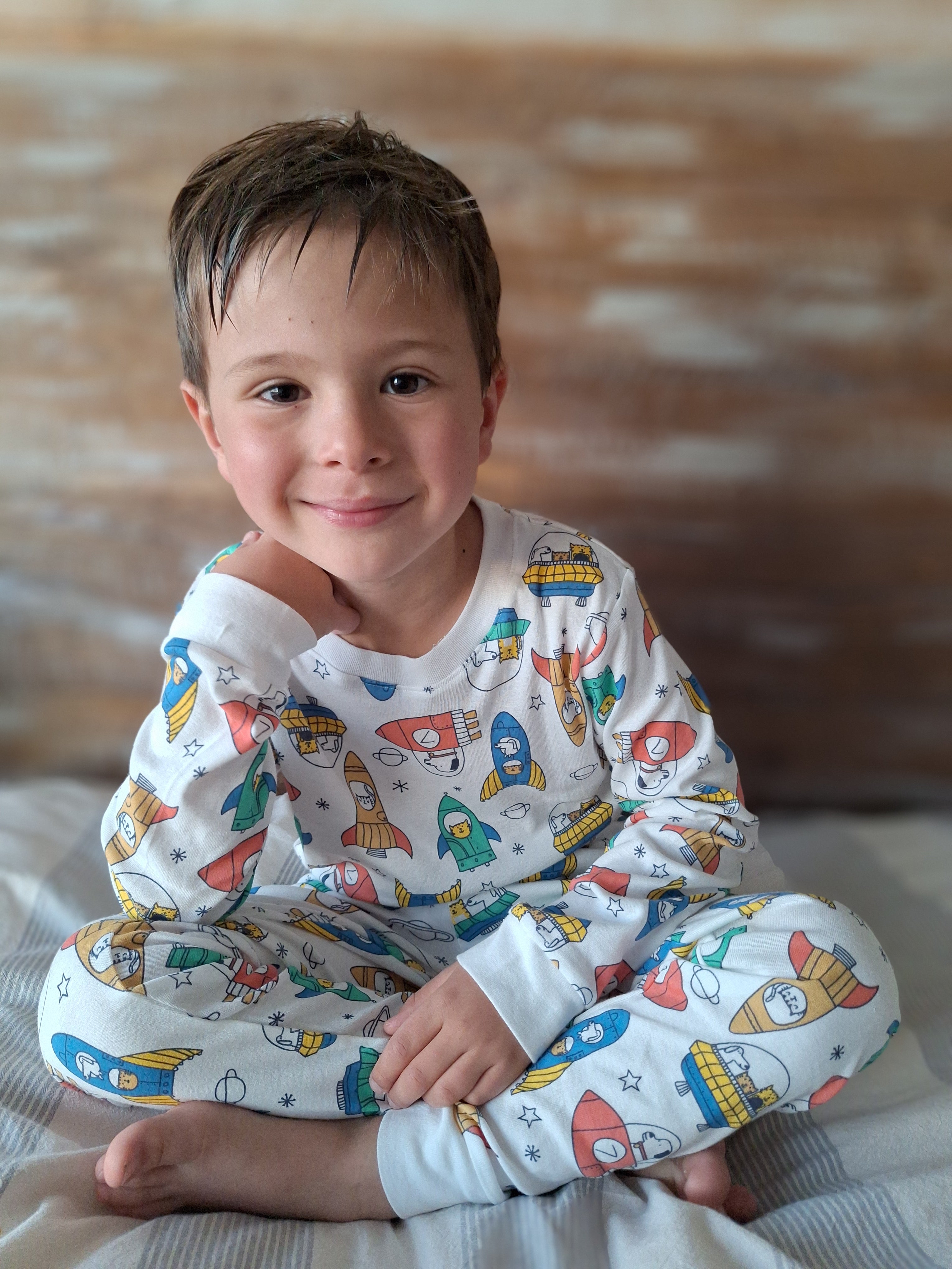 Pijama Largo Algodón Nave Espacial