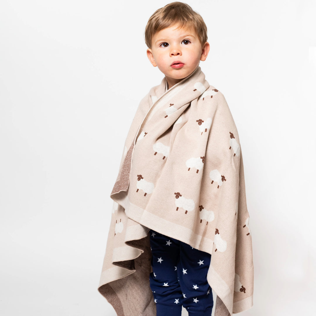 Manta Tejida Oveja Beige