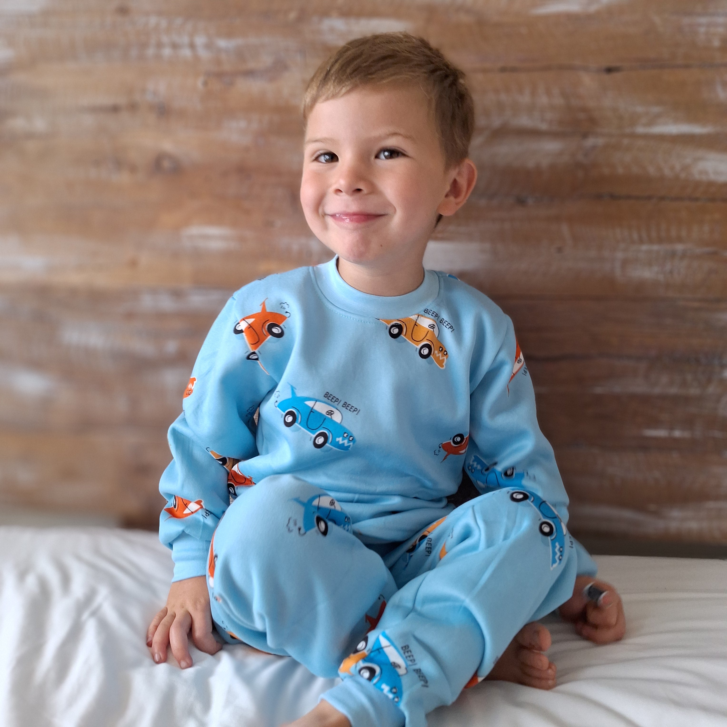 Pijama Afranelado Autos Celeste