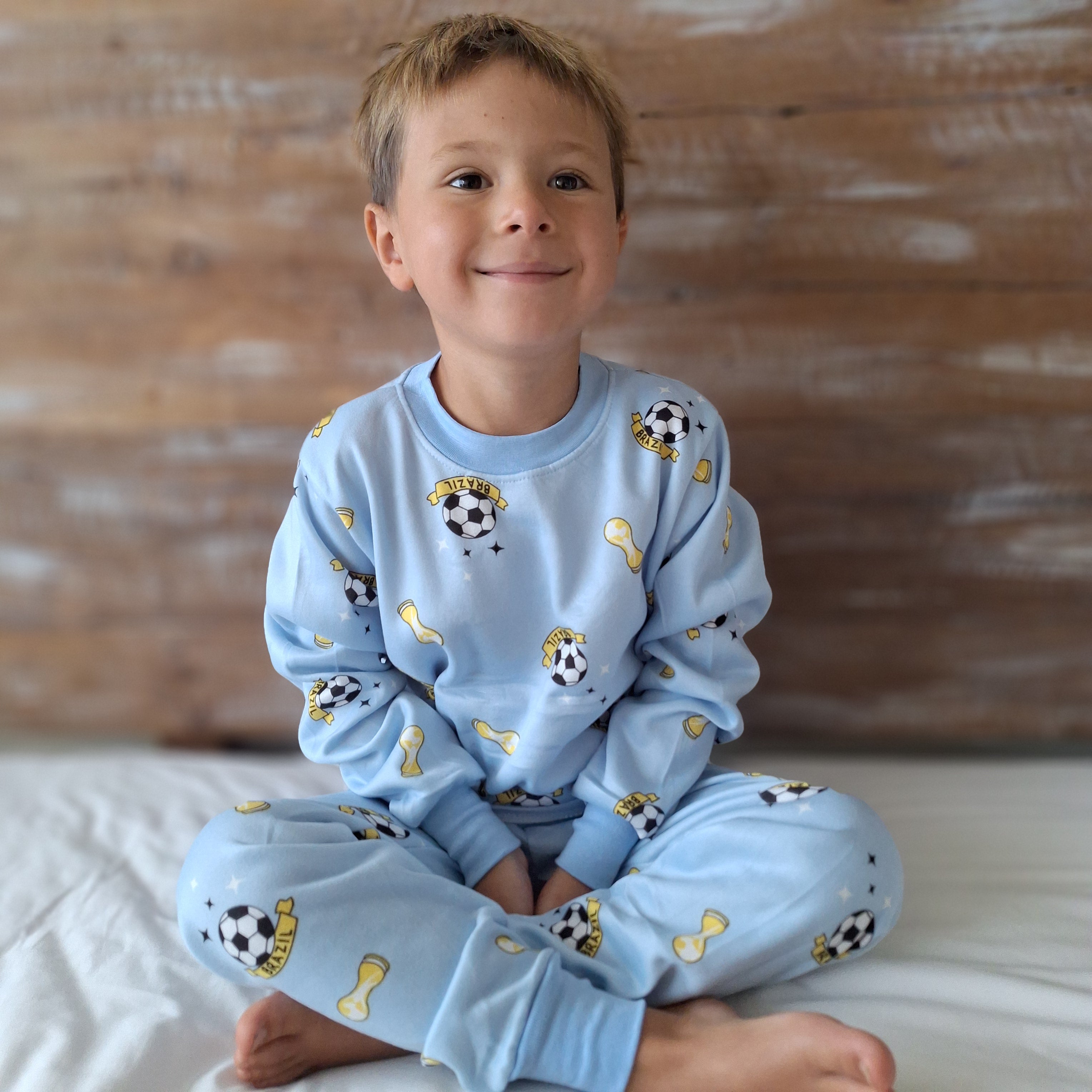 Pijama Afranelado Fútbol Celeste