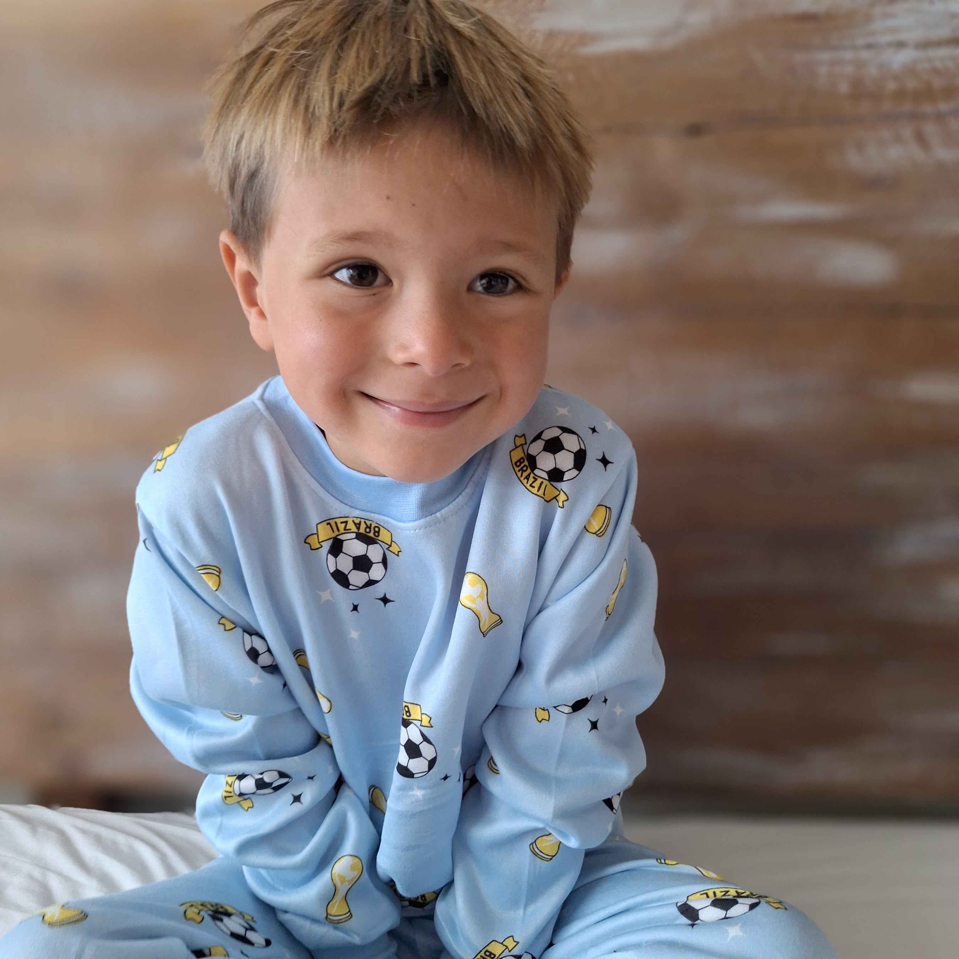 Pijama Afranelado Fútbol Celeste