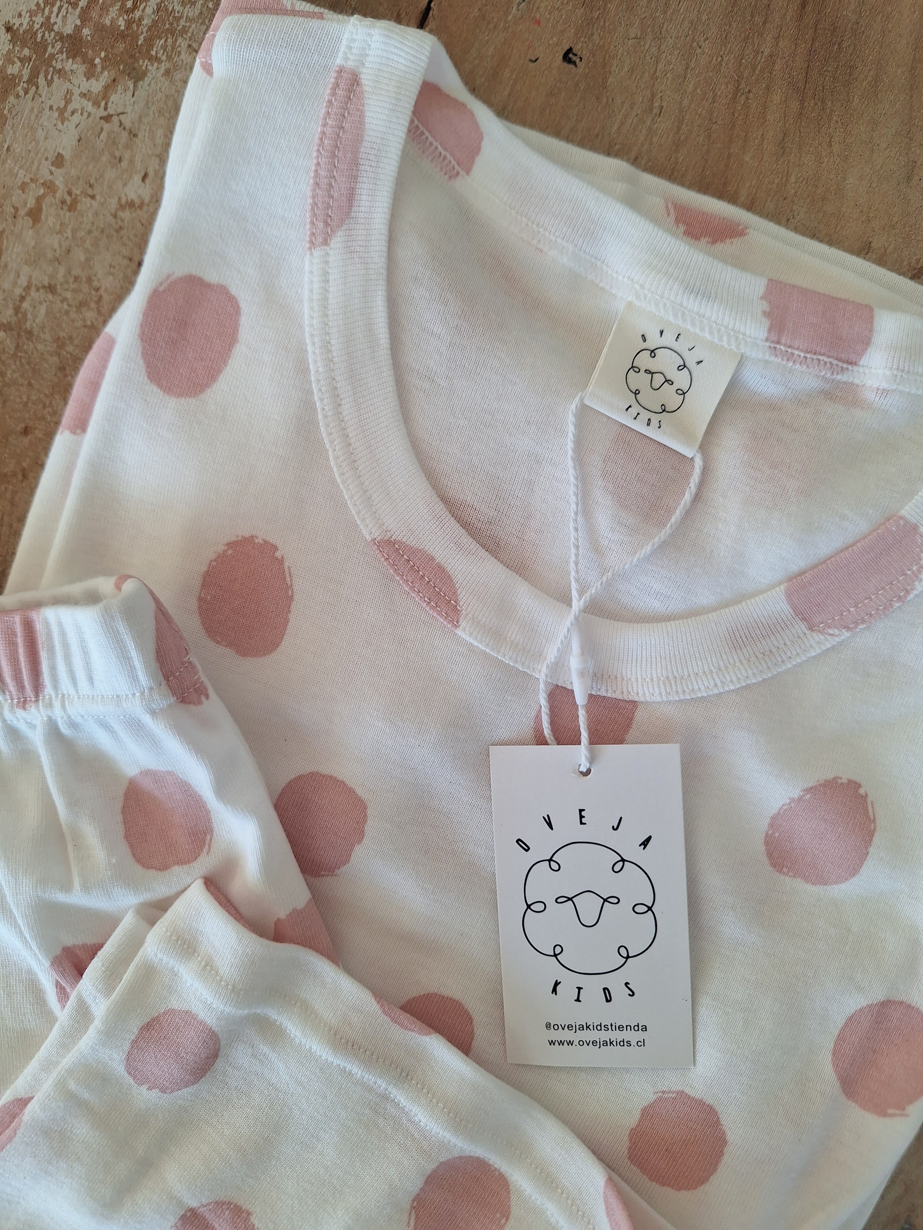 Pijama Corto Algodón Puntos Rosado