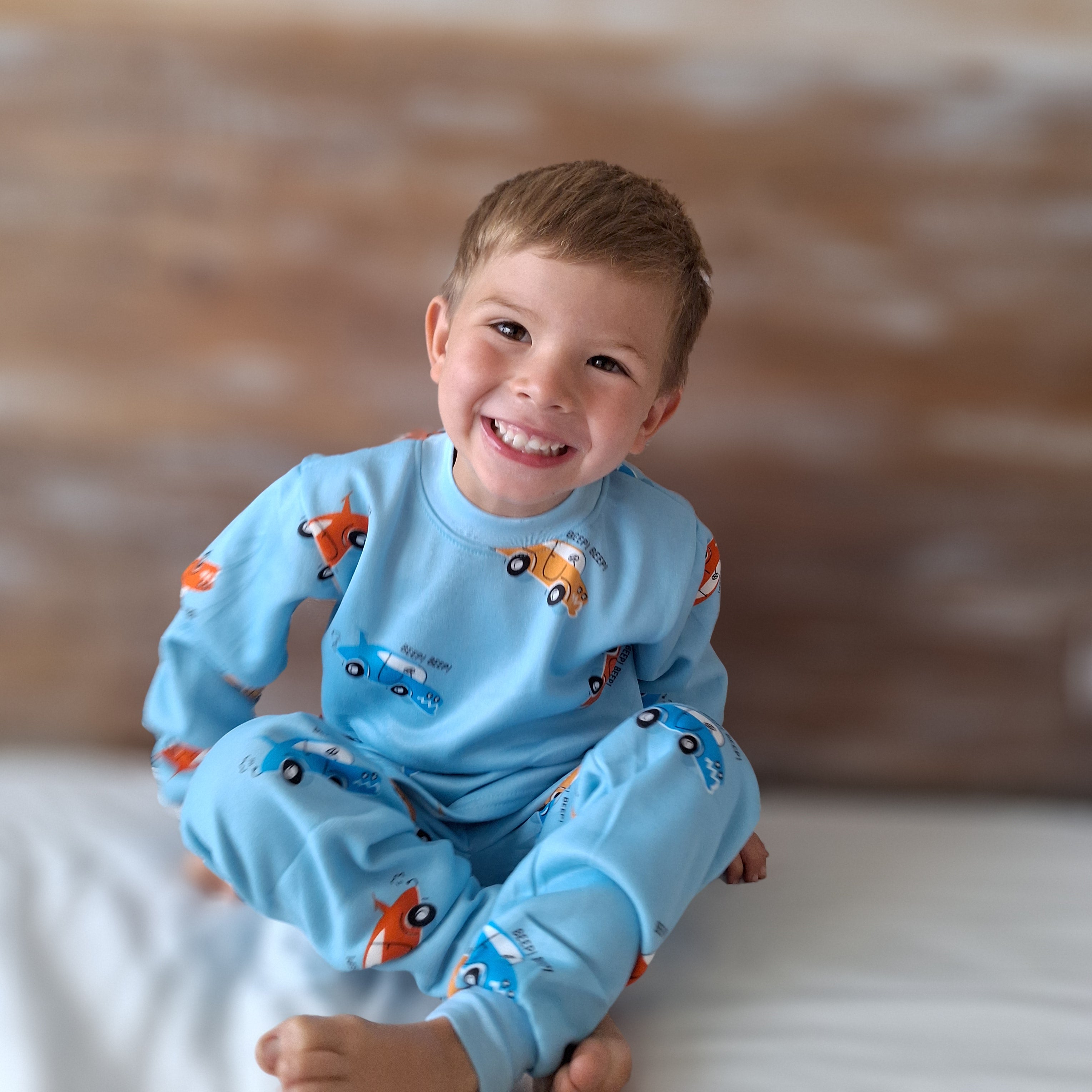 Pijama Afranelado Autos Celeste