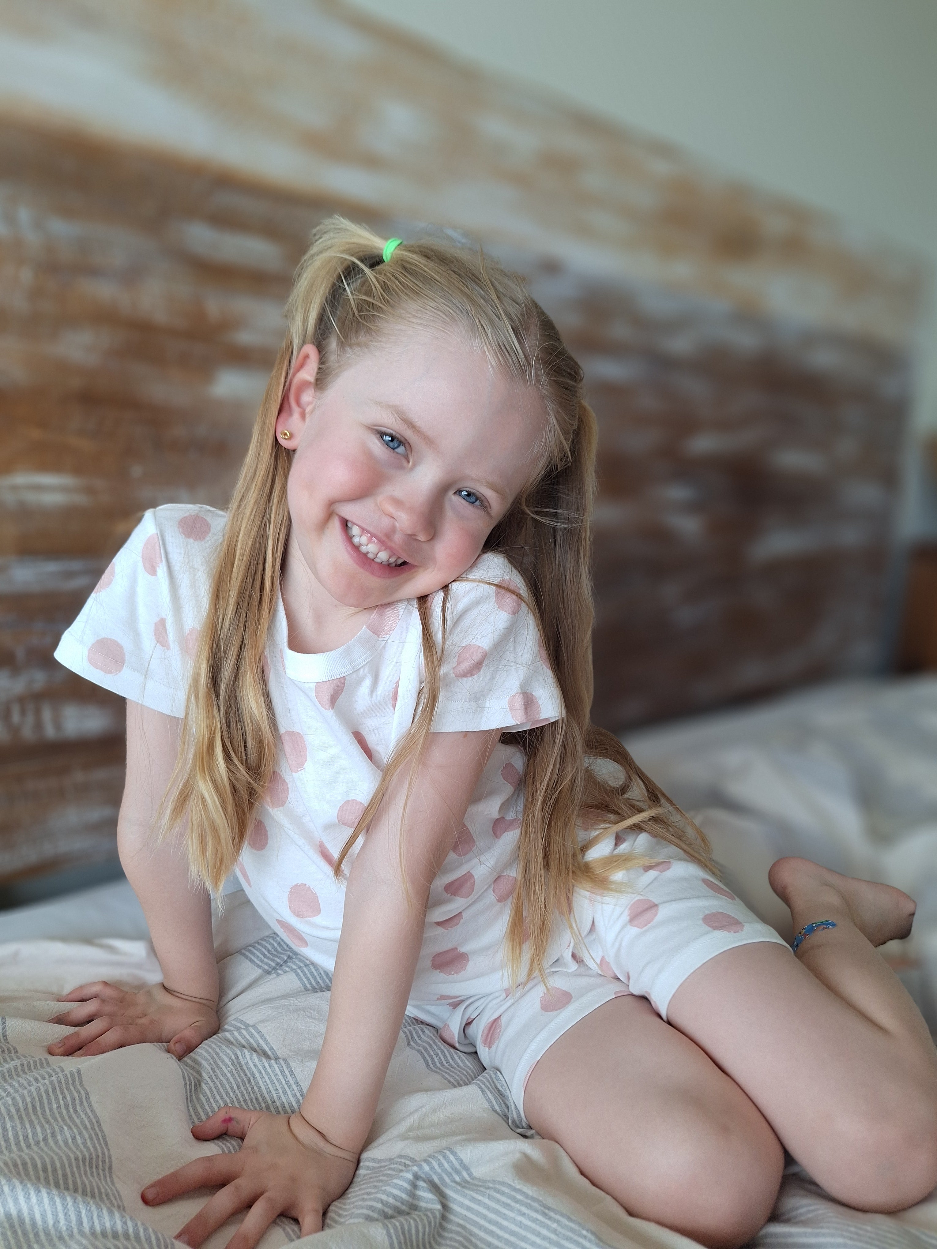 Pijama Corto Algodón Puntos Rosado