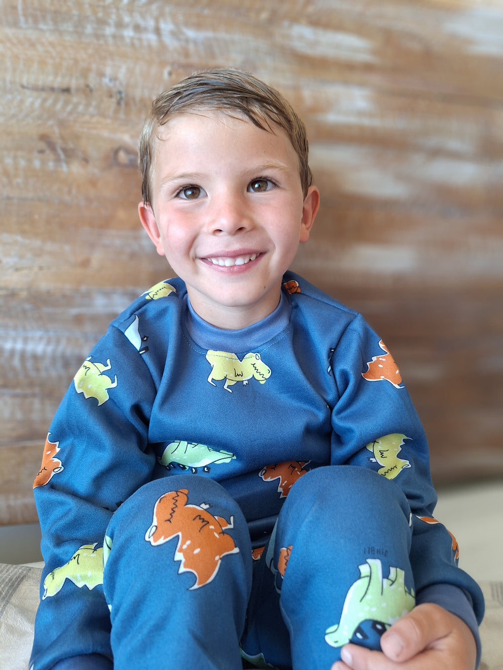Pijama Afranelado T-Rex Azul