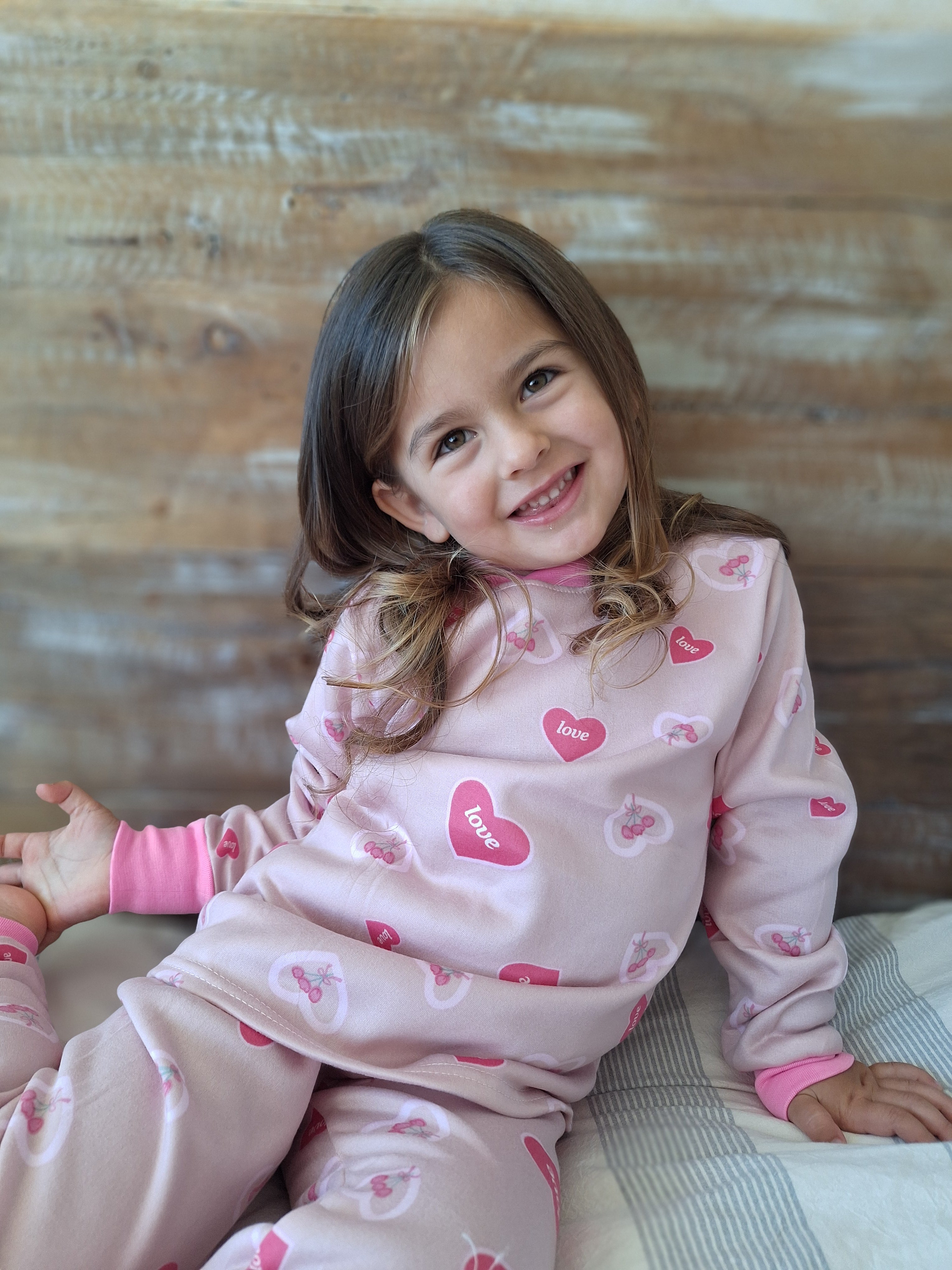 Pijama Afranelado Corazones Rosa