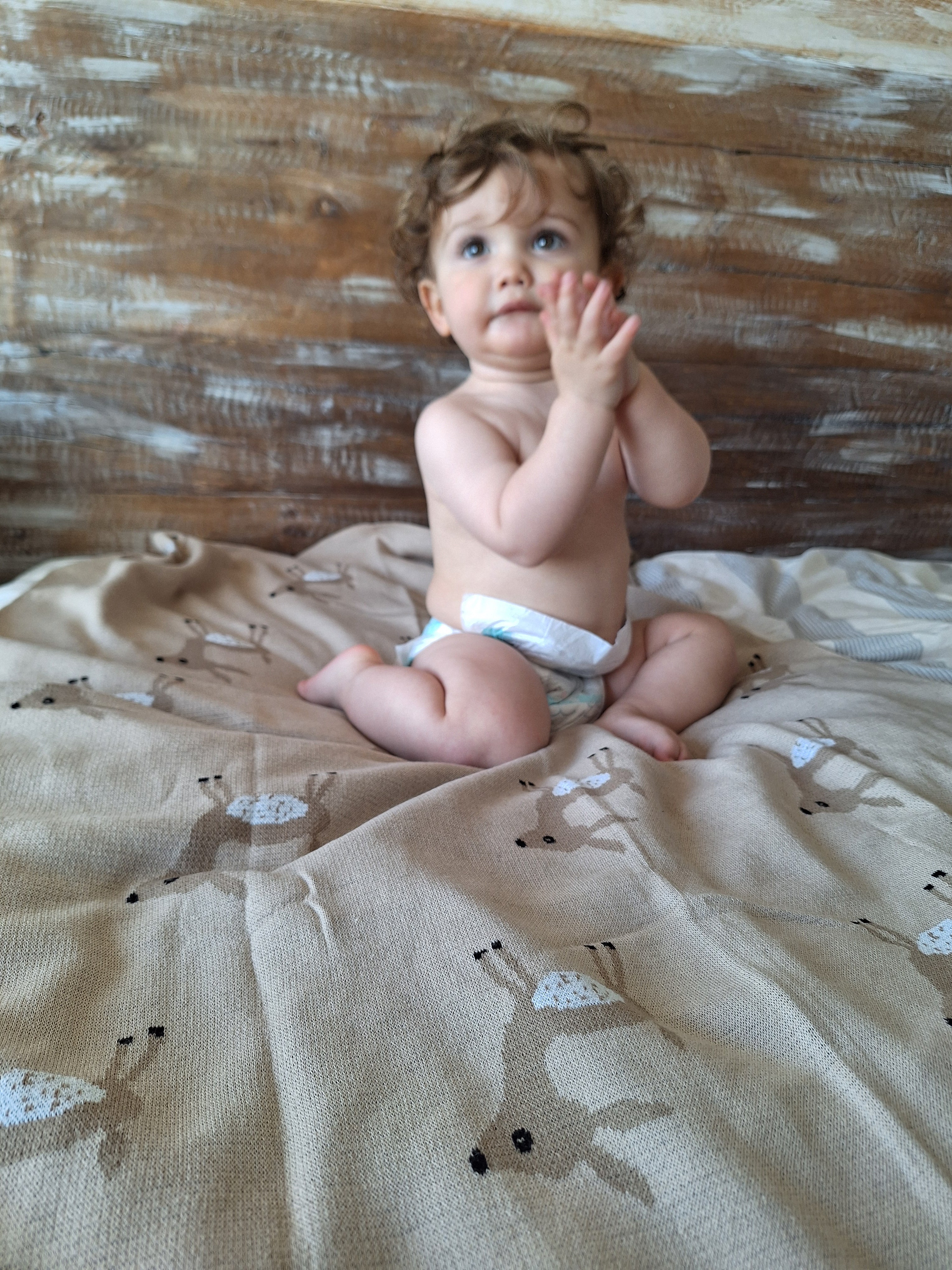 PRE VENTA Manta Tejida Bambi Camel