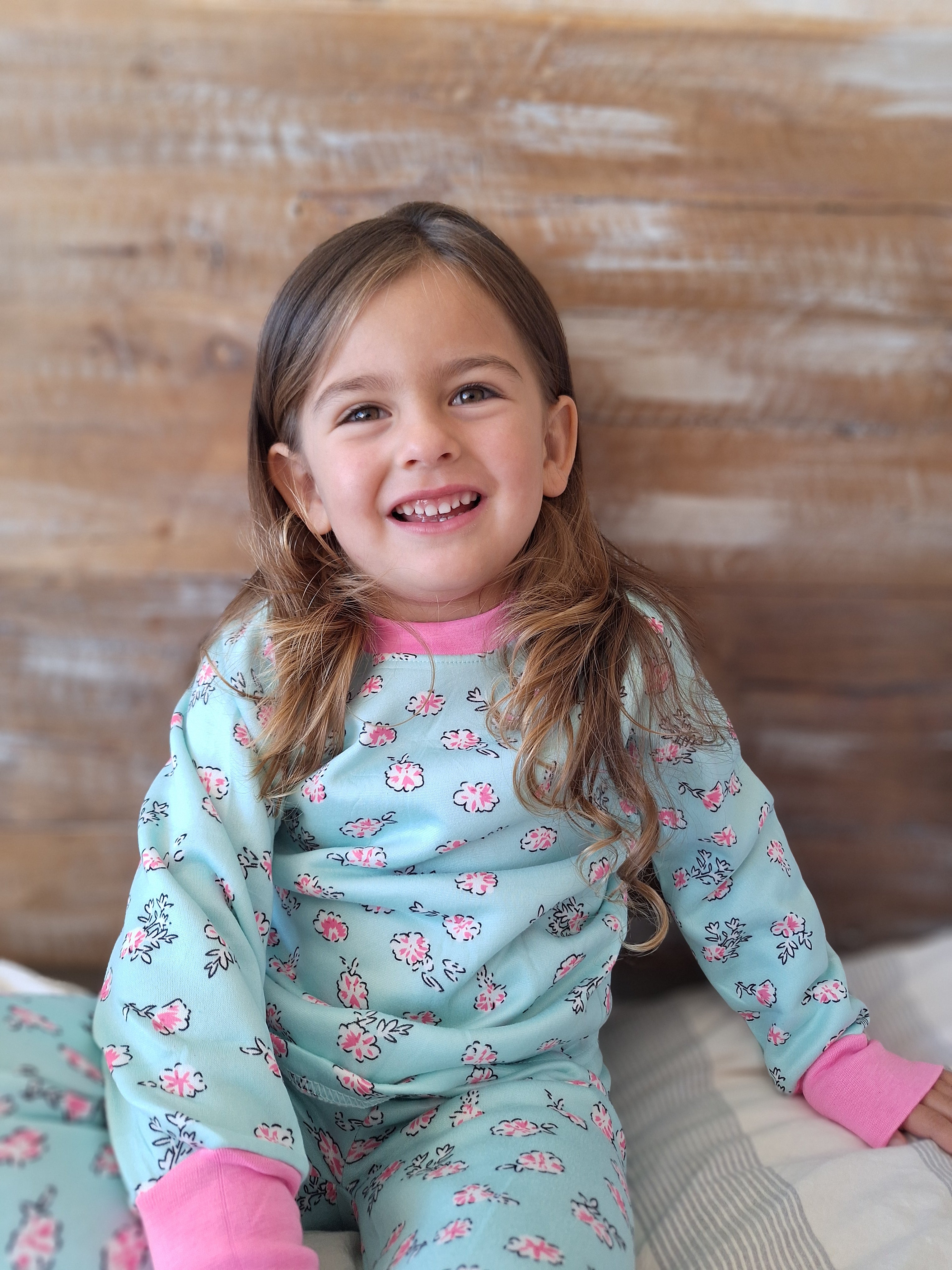 Pijama Afranelado Flores Turquesa