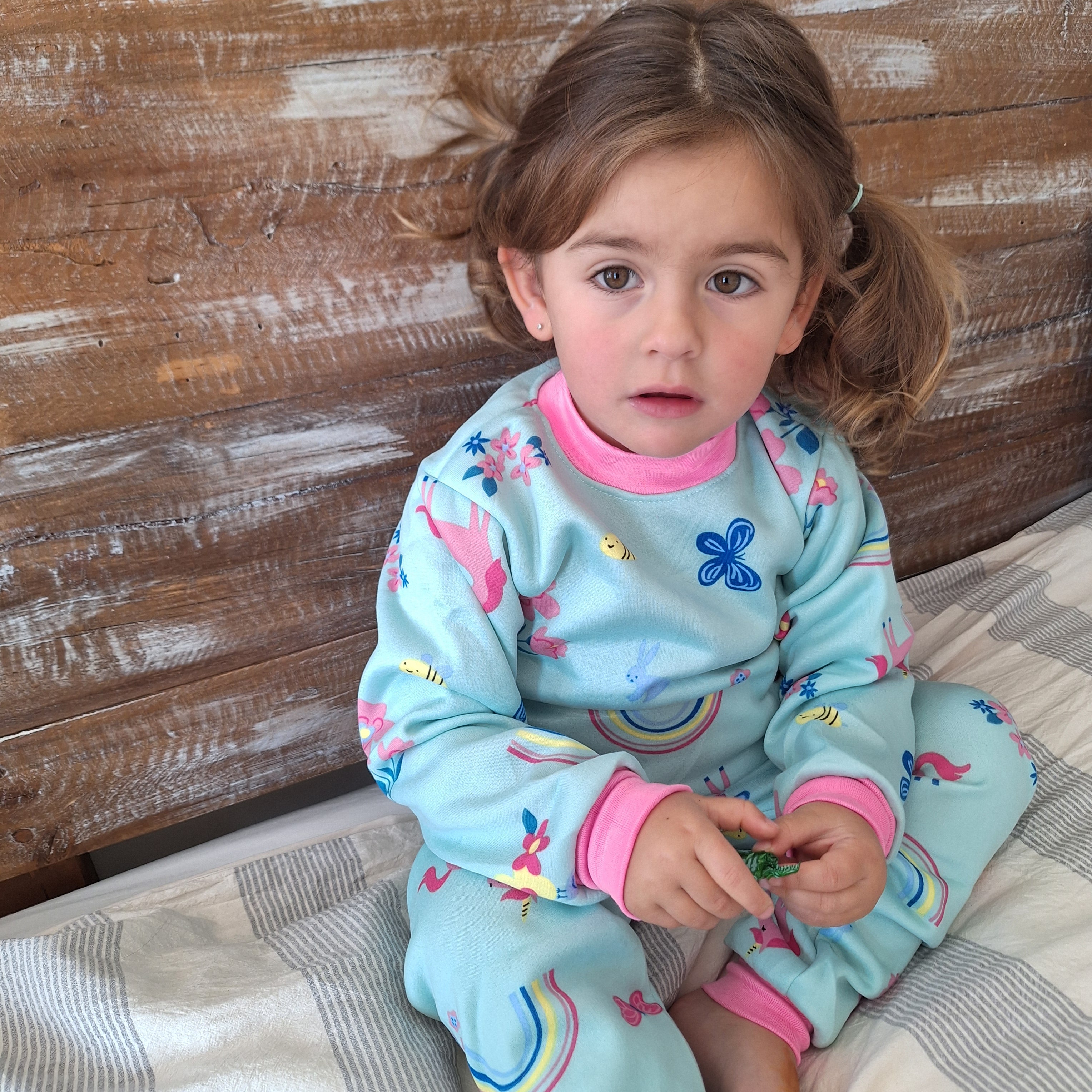 Pijama Afranelado Flores Turquesa