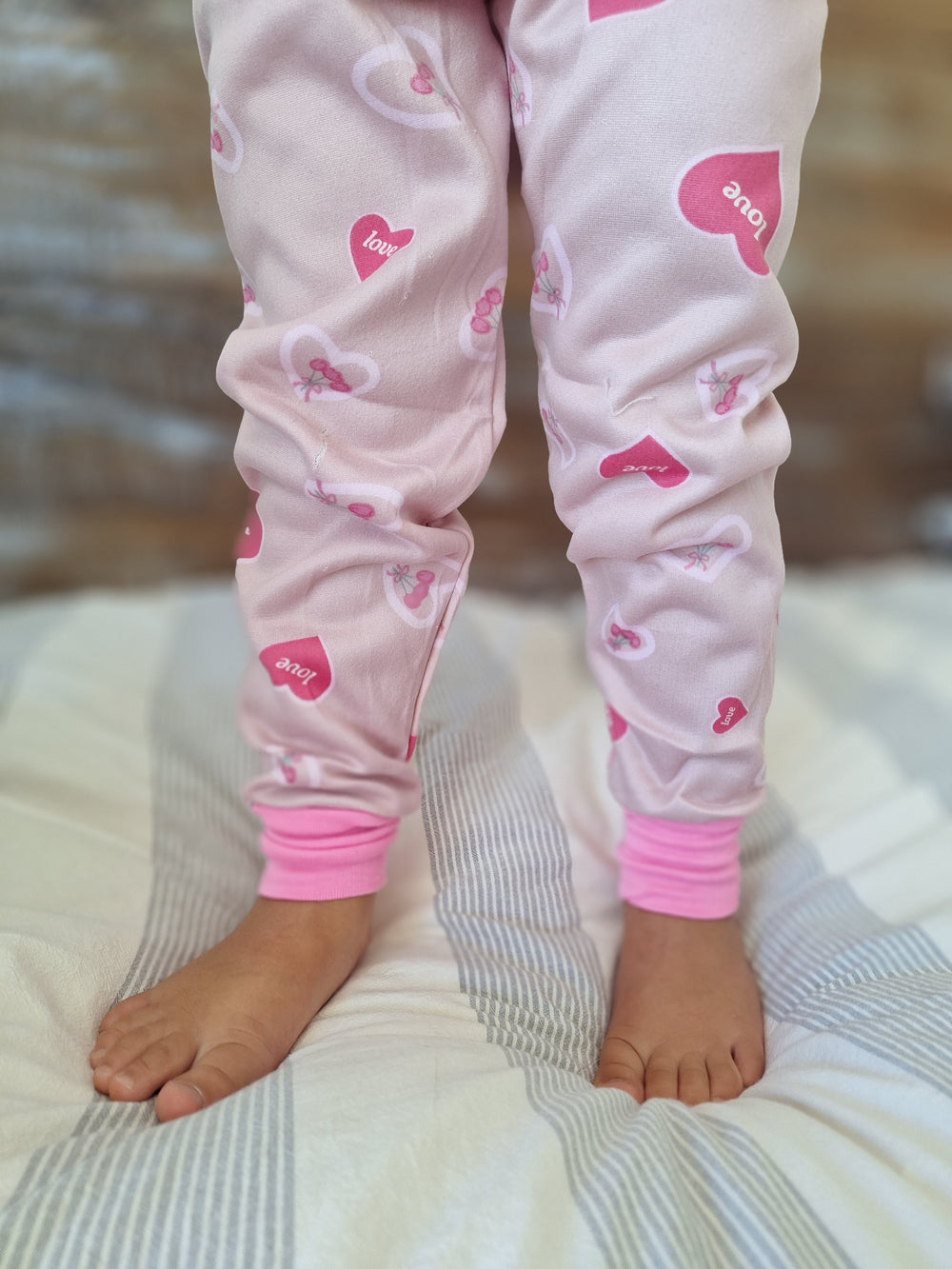 Pijama Afranelado Corazones Rosa