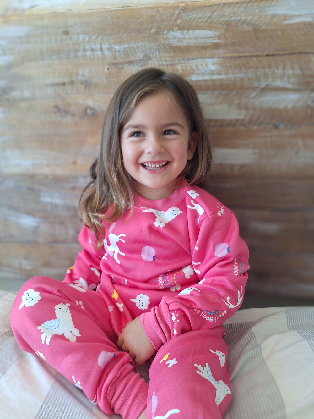 Pijama Afranelado Llama Rosado