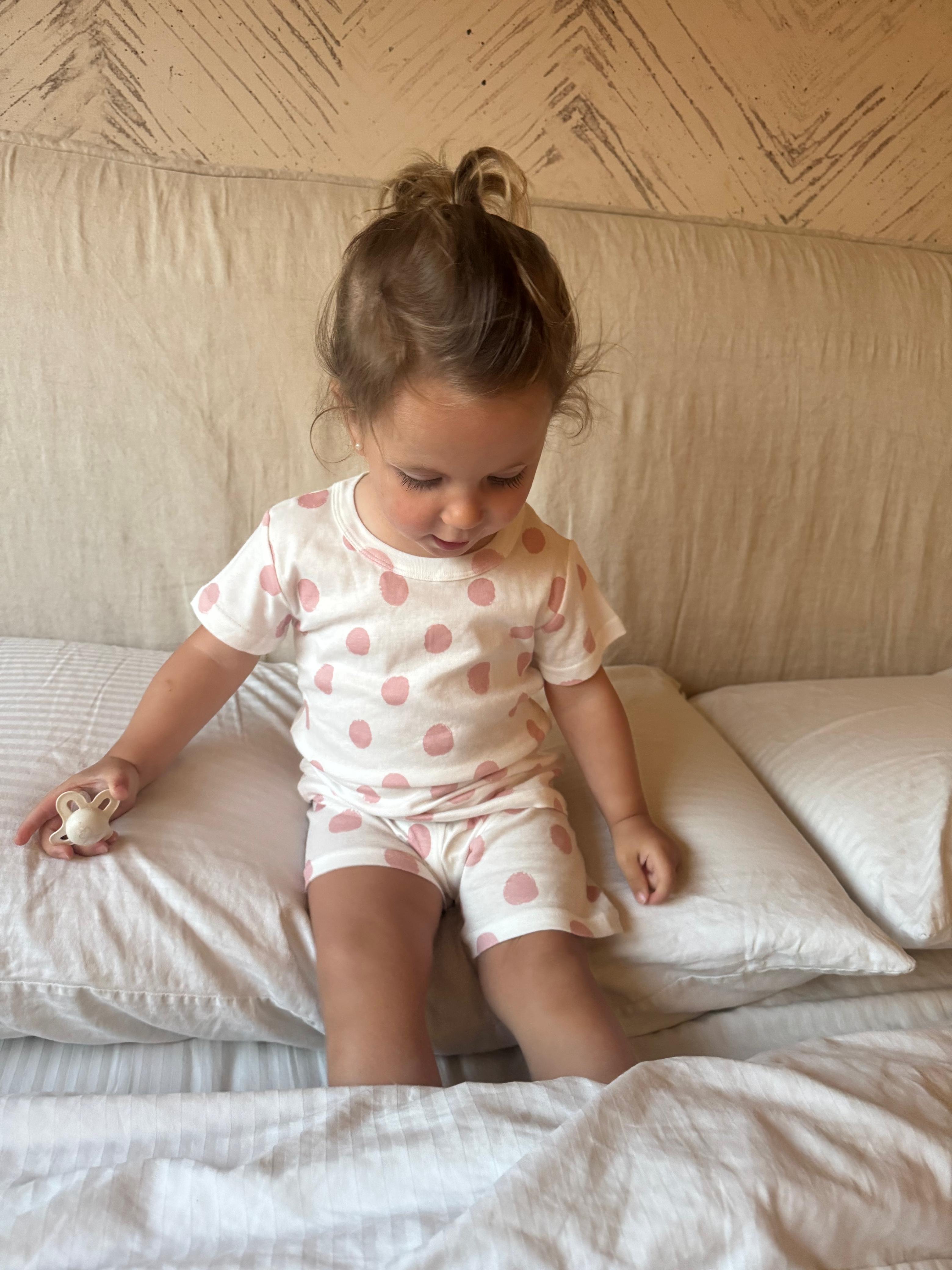 Pijama Corto Algodón Puntos Rosado